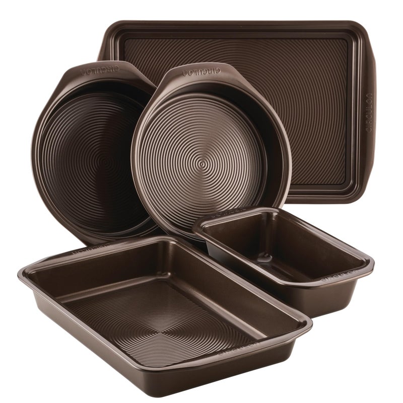 Circulon Nonstick Bakeware Set with Nonstick Cookie Sheet, Bread Pan, Bakings Pan and Cake Pans - 5 Piece, Chocolate Brown - Image 1
